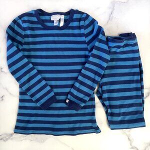 Coccoli Kids' Striped 2 Piece Pajama Set, Blue/Navy Stripes, Size 7
